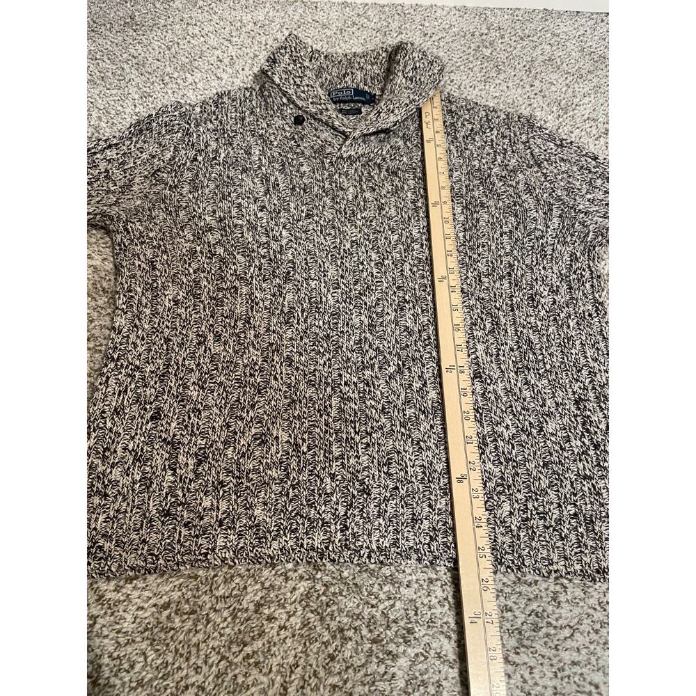 Polo Ralph Lauren Linen Blend Shawl Collar Heavy Knit Sweater Men's Large Preppy - Picture 6 of 7